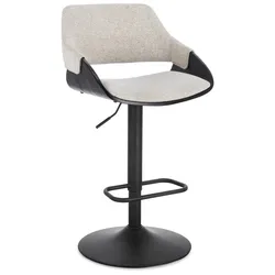 Barhocker Roxanne aus Stoff, modern drehbar und höhenverstellbar, Beige Rainy, mit Fußstütze
