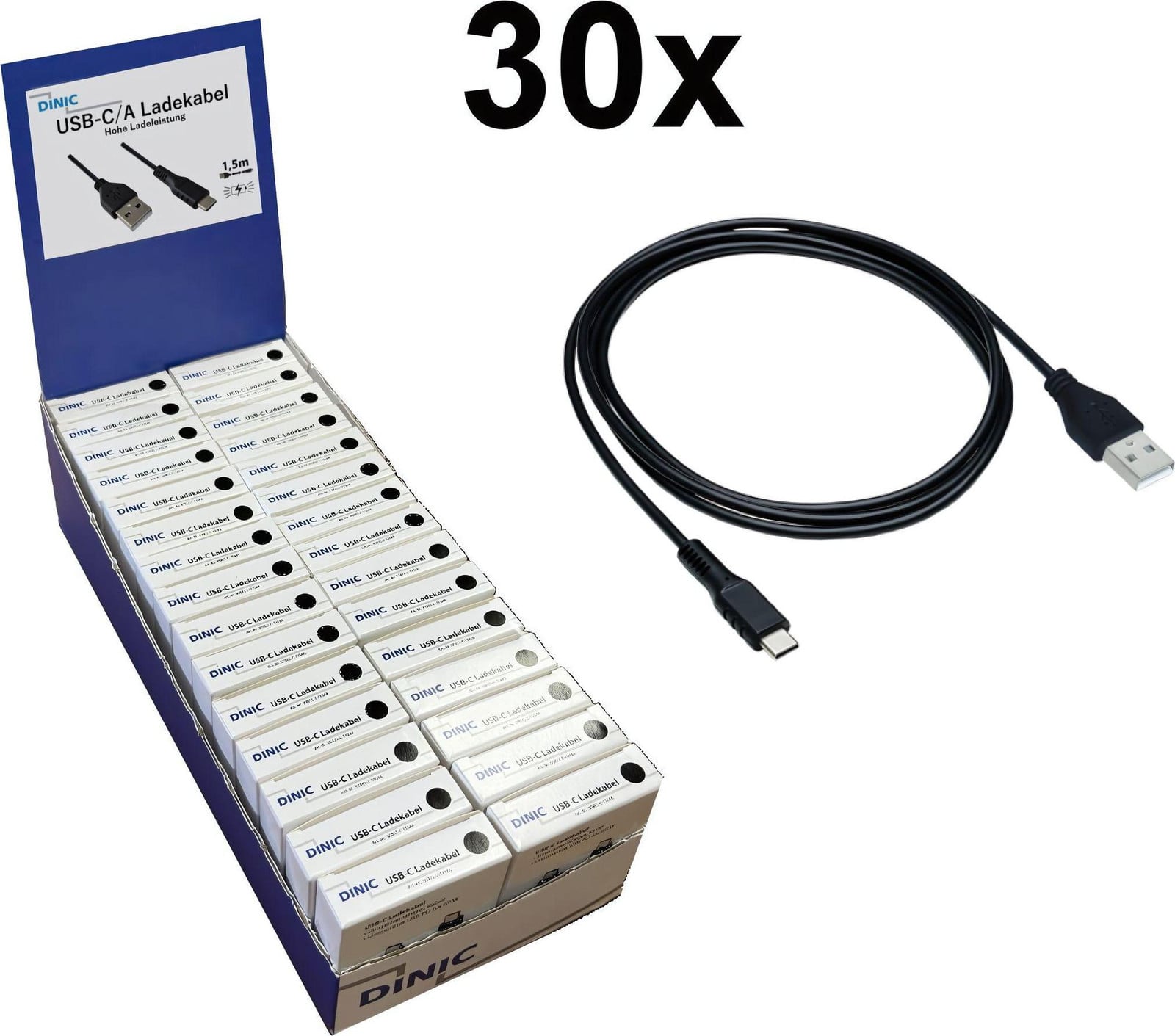 DINIC Thekendisplay 30 cm met USB Type C naar A oplaadkabel