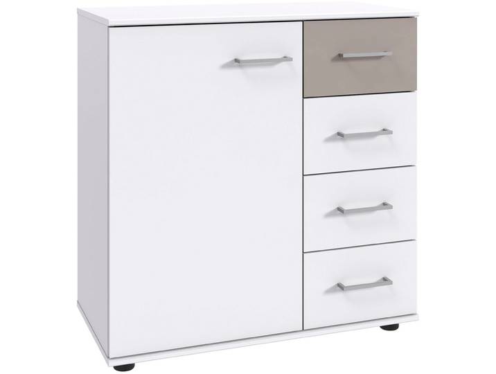 Kombikommode WIMEX Taiga , weiss (weiß, saharagrau), B:81cm H:83cm T:41cm, Holzwerkstoff, Sideboards, Kombikommode, 1 türig und 4 Schubladen
