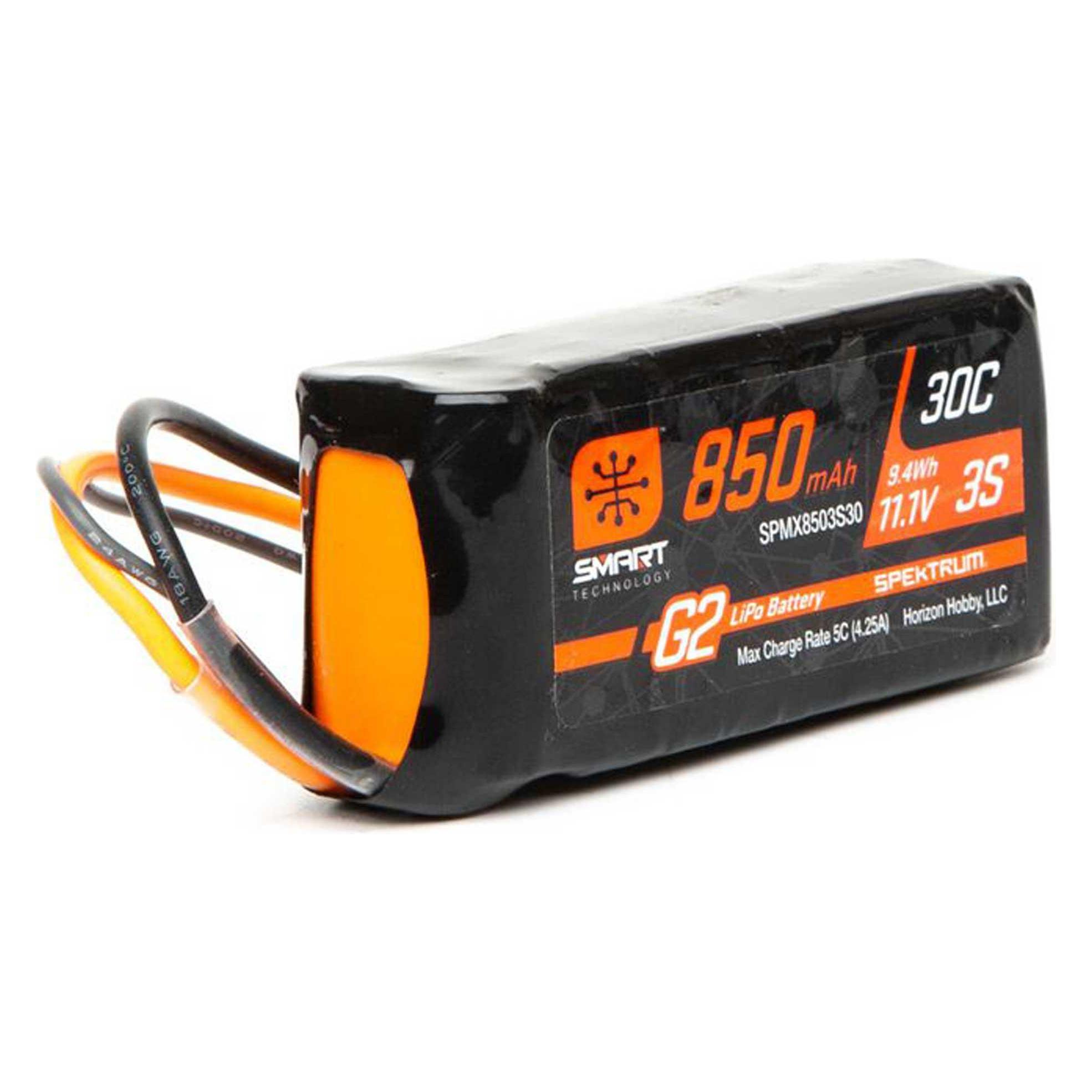 Spektrum LiPo Pack 850mAh 3S 11.1V 30C Smart G2 iC2 (850 mAh, 11.10 V) (SPMX8503S30)