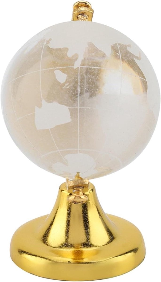 Kristallen Wereldbol Decoratie in Helder Glas met Gouden Details - Diameter: 6,5 cm