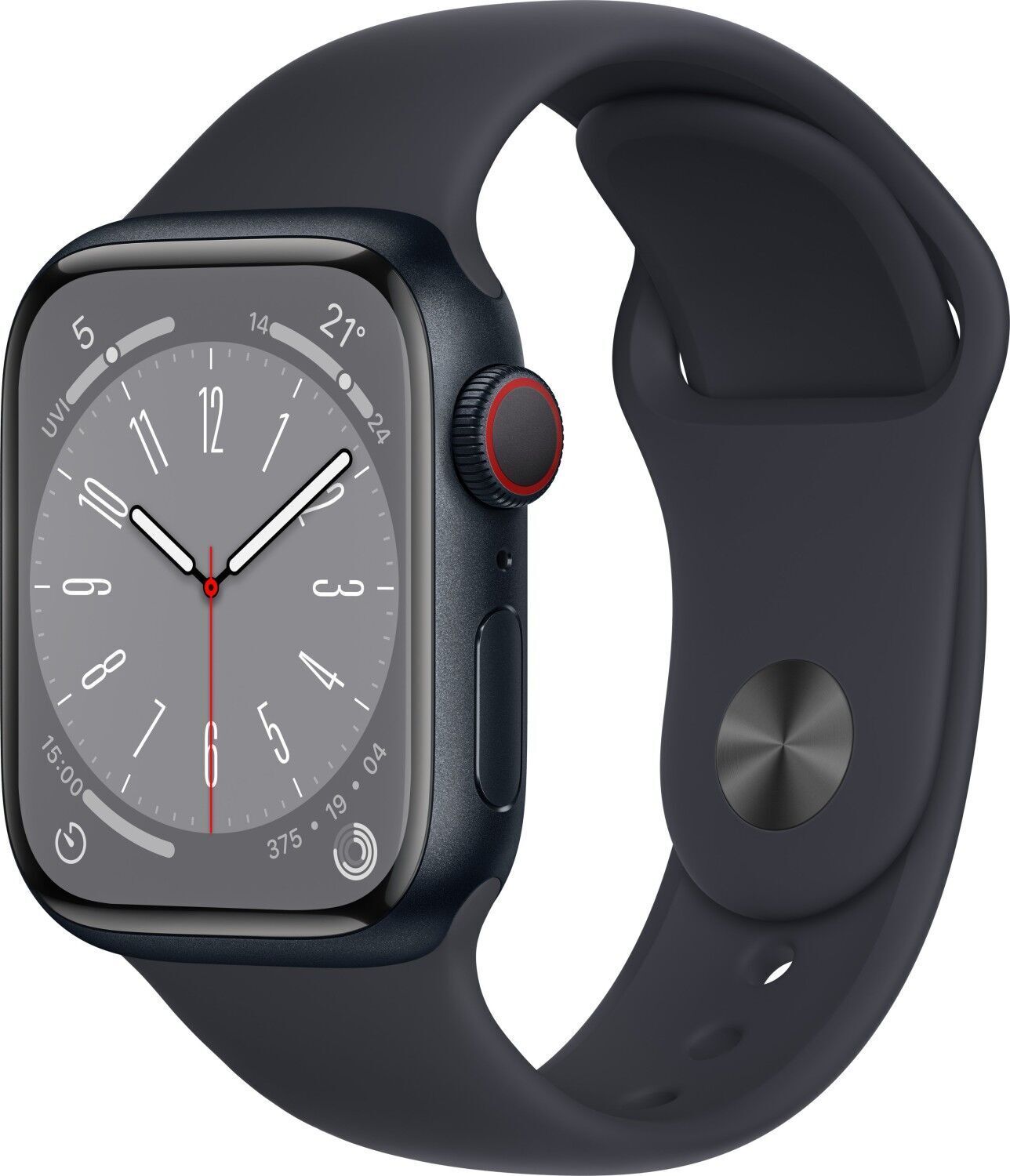 Apple Watch Series 8 Aluminium 41 mm (2022)   GPS + Cellular   Midnight   Midnight Sport Band S/M - Refurbished