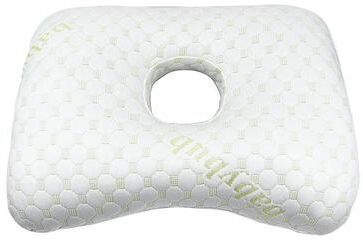 Uplift Essentials Bamboo Fiber Single Hole Ear Pillow   Orthopedic Support For Side Sleeping white