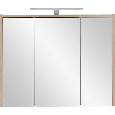 Spiegelschrank WELLTIME "List, Spiegelschrank, Made in Germany, B: 74,5 cm", braun (eiche hell), B:74,5cm H:60cm T:16cm, Schränke, Spiegelschrank, Solide Verarbeitung - Dieses Produkt ist in Deutschland gefertigt