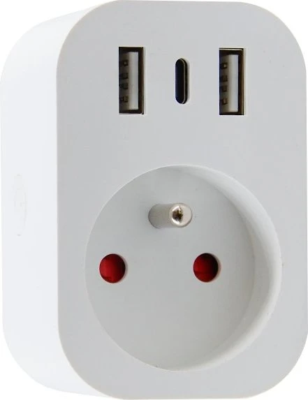 IMMAX NEO LITE Smart Innensteckdose mit Stift, Typ E, 2xUSB, 1xUSB C, WiFi