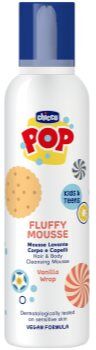Chicco POP Fluffy Mousse Hair and Body espuma para corpo e cabelo Vanilla wrap 200 ml. POP Fluffy Mousse Hair and Body