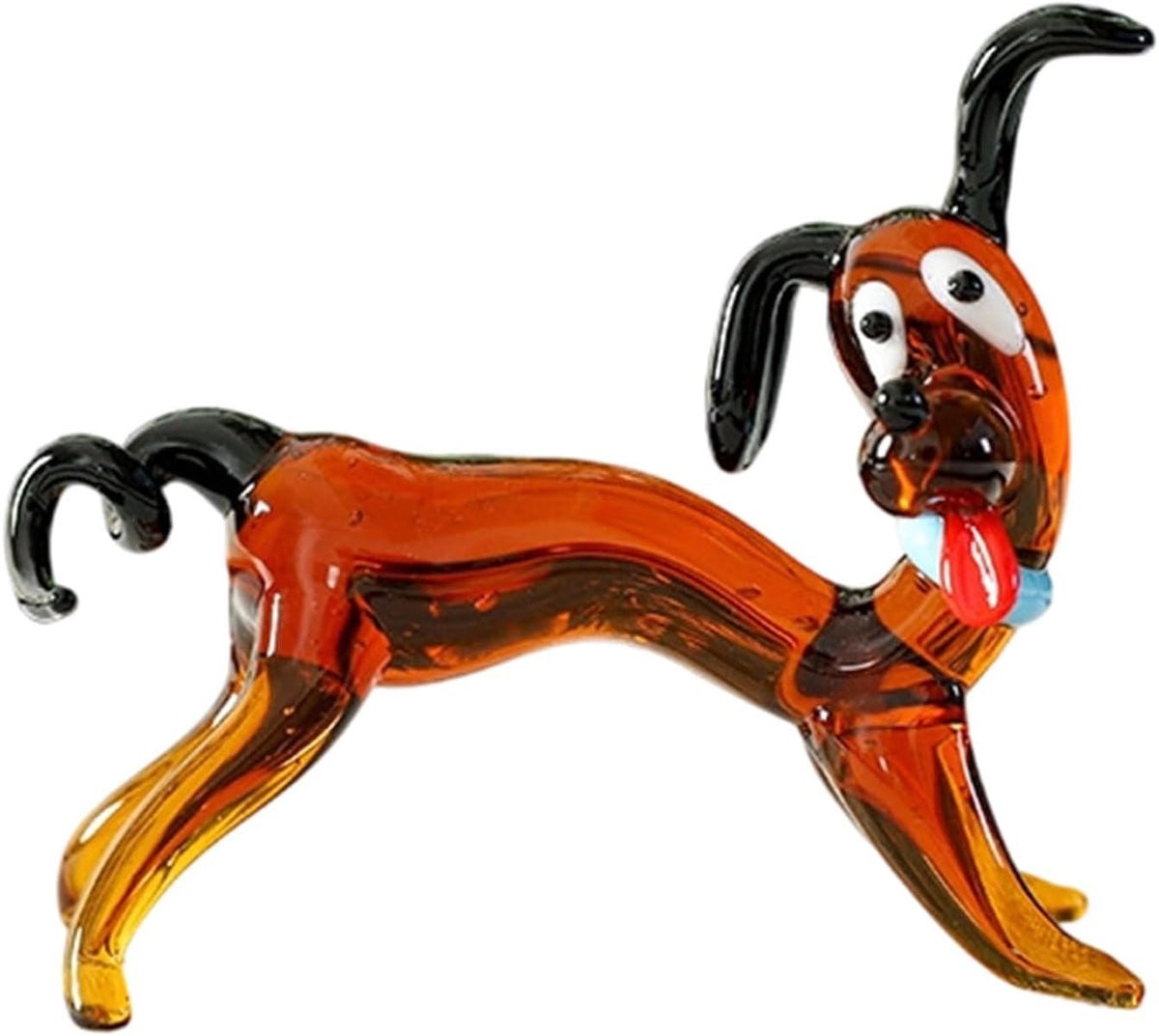 Glazen Hondenfiguur Miniatuur Teckel Handgemaakte Kunst voor Huisdecoratie