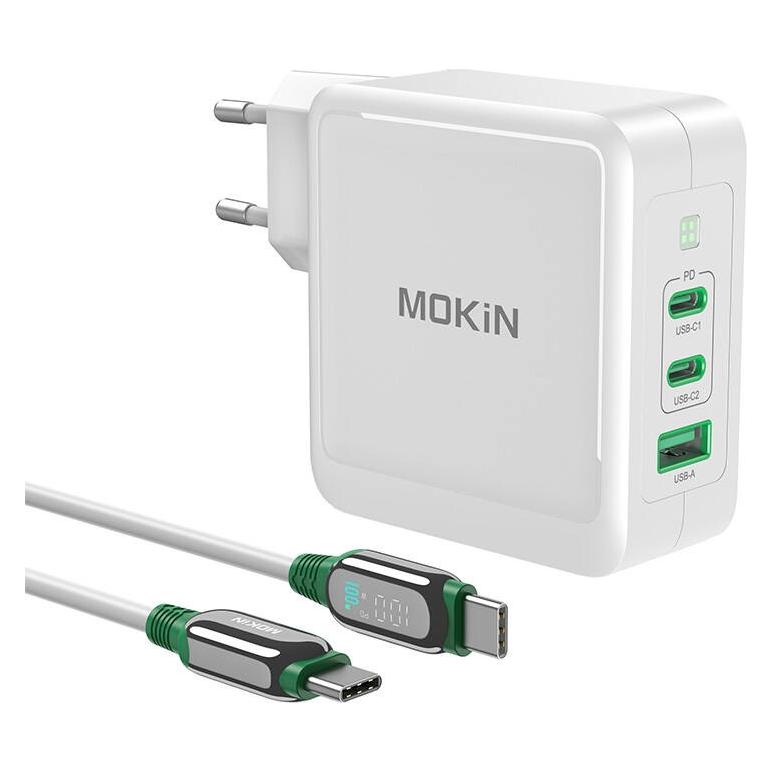 Mokin Charger PD140W 2C1A GaN 2xUSB-C 1xUSB-A (black) (140 W, 3 Ports) (PA0701)