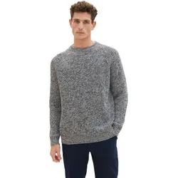 Tom Tailor Herren Rundhals Pullover TWOTONE KNIT - Relaxed Fit - Red navy mouline 34249 - M