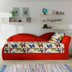 Schlafsofa Liegesofa in modernem Design mit Schmetterling Motiv