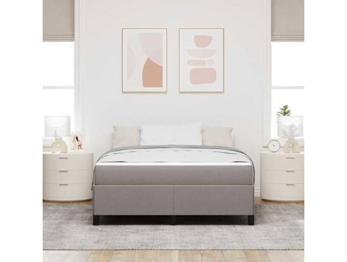 KTHLBRH Boxspringbett taupe 140 x 200 cm Stoff Technisches Holz, mittlere Matratze, feste Latten, Unterstützung 280 kg