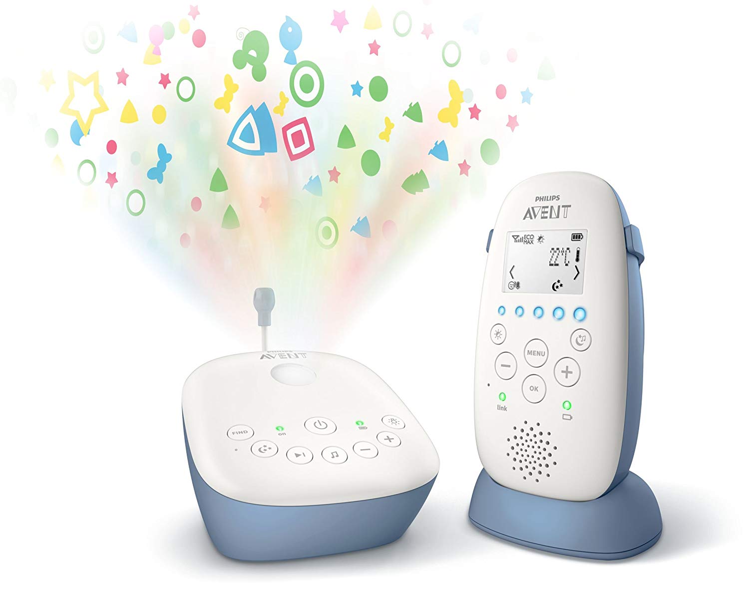 Philips AVENT 100 % privates, störungsfreies DECT-Babyphone, 330 m, Digital, 50 m, 330 m, Radio, Blau, Weiß