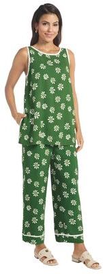 Masseys Sunshine Set (Size 28W) Treetop Green/Daisy, Cotton,Linen,Rayon