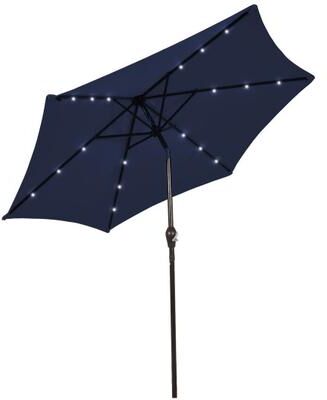 Costway 10 Feet Outdoor Patio umbrella with Bright Solar LED Lights-Dark Blue