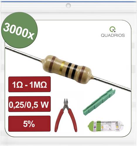 Quadrios 26P144 26P144 Kohleschicht-Widerstand Sortiment axial bedrahtet 0.5W 0.05% 3000St.