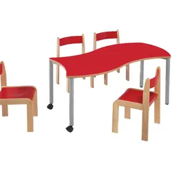 Swing-It STEELY rechteckiger Wellentisch Schultisch, fahrbar