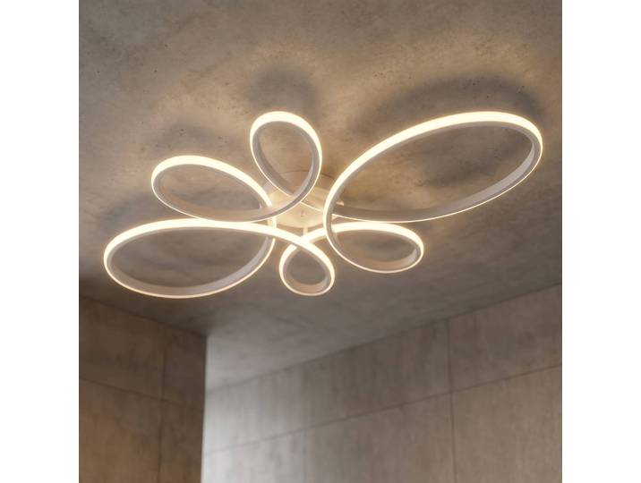 Trio Lighting LED Deckenlampe Fly, dimmbar, weiß / opal, für Wohn- / Esszimmer, Metall, Modern, LED Deckenleuchte