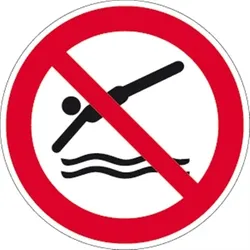 Schild Kopfsprung verboten ISO 20712-1, Alu, Ø 400 mm