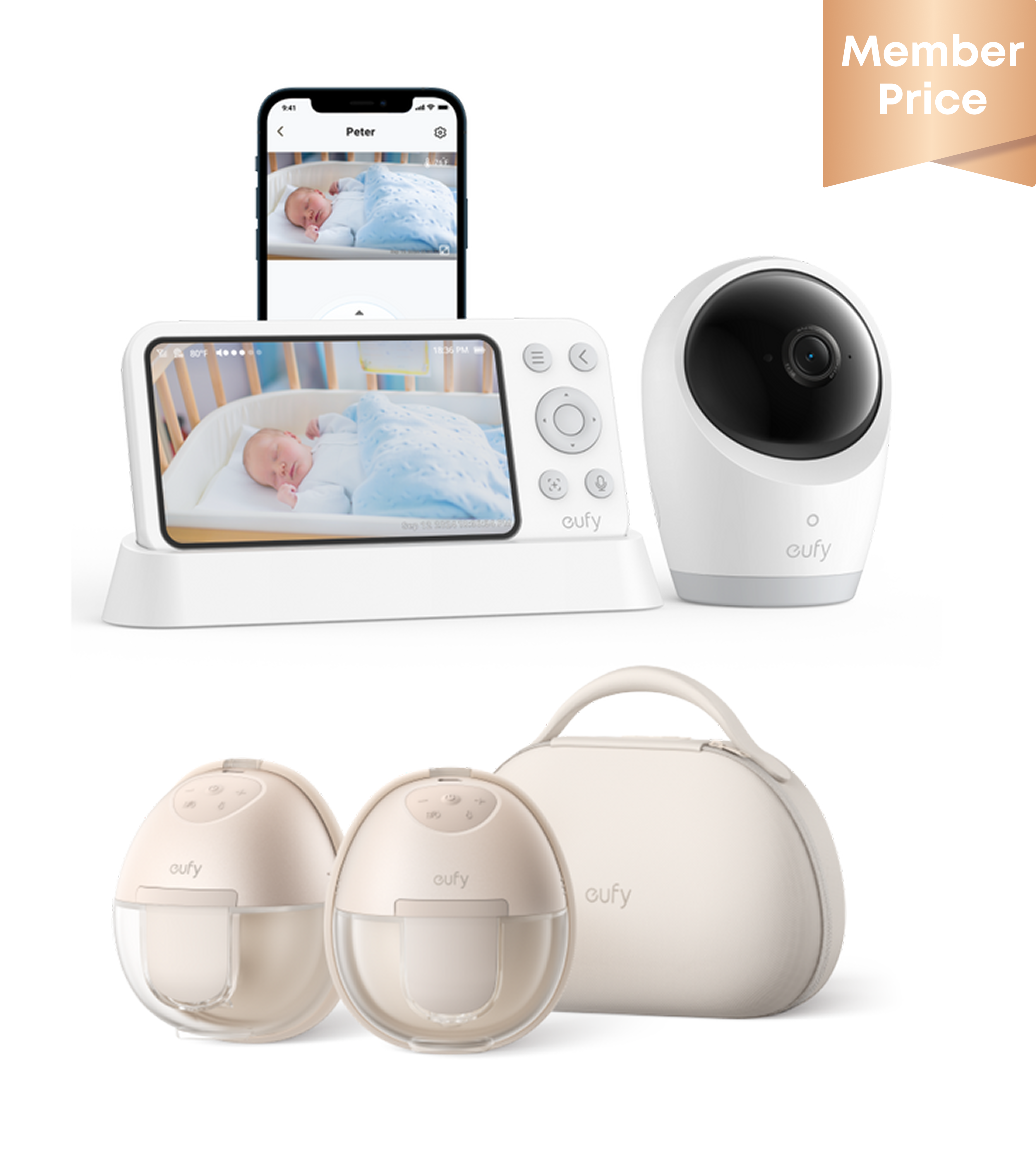 eufy Breast Pump S1 Pro + Baby Monitor E21 White