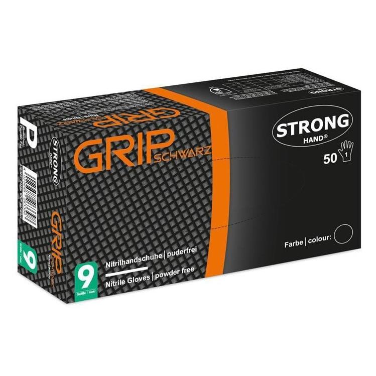 Stronghand Einweghandschuh Grip,Nitril,ungepudert, schwarz,Gr.11, Box=50 Stück (11) (204087)