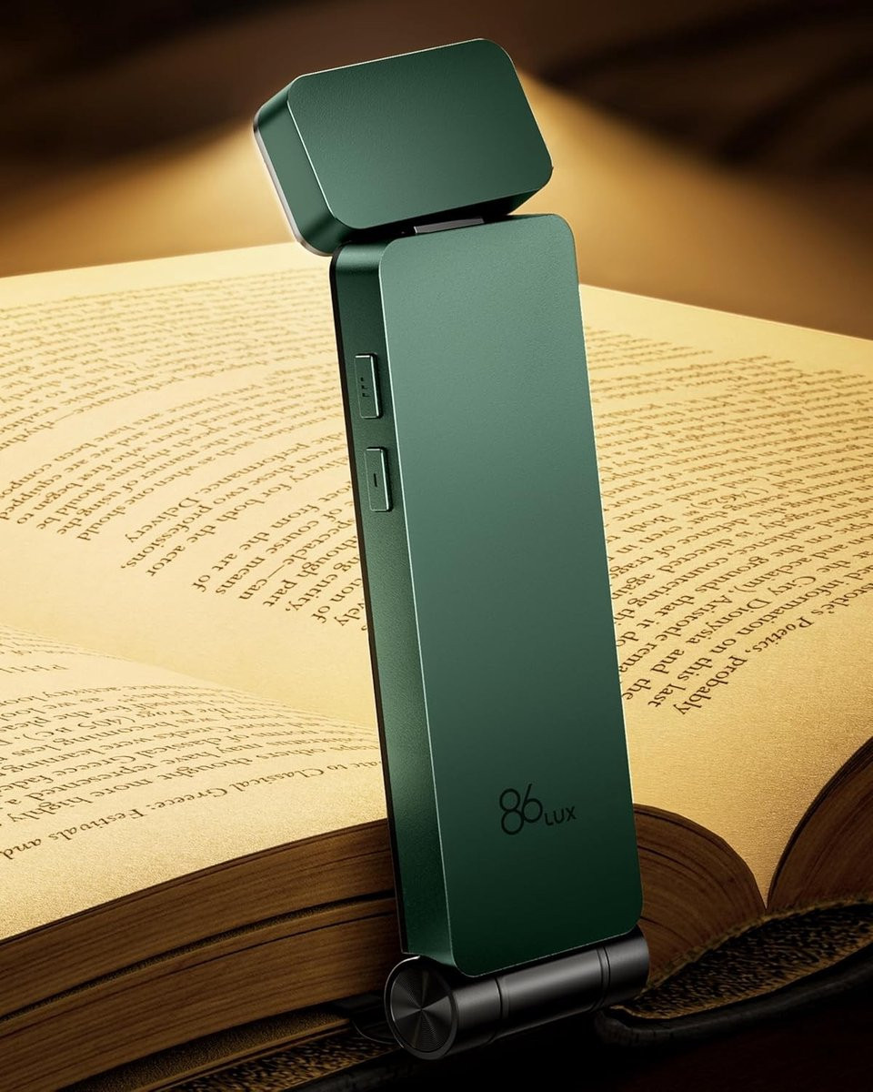 Lexium Store Oplaadbaar Led-Leeslampje voor Boeken - Groen - Ultralicht Klemlamp met 3 Kleurtemperaturen