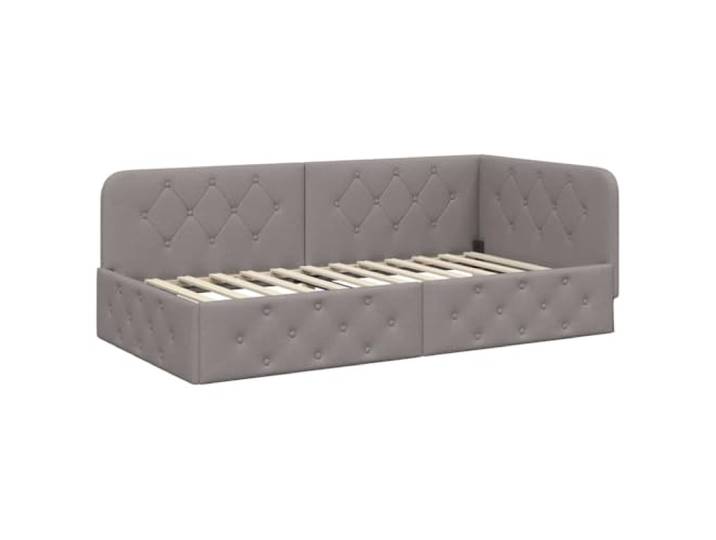 PUGYNBK Eck-Bettgestell, Taupé, 100 x 200 cm Ausziehbares Schlafsofa, wendbare Armlehne, weiches Polyester, platzsparend