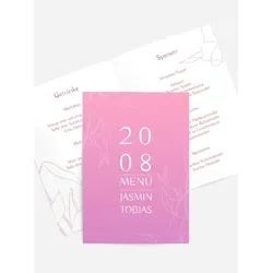 Menükarten Hochzeit selbst gestalten mit Spruch und Fotos im Onlinedesigner bei Meine-Kartenmanufaktur.de