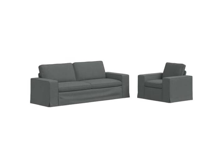 KUTYWEXFM Sofaset 2-teilig Dunkelgrau Polstersofa mit Metallrahmen Modulare 2er Couchgarnitur aus Stoff für Wohnzimmer und Gästezimmer. Ergonomische Polsterung und langlebige Bauweise.