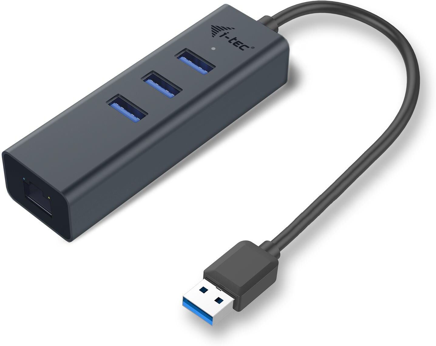 Concentrador USB A - 3x USB A 3.0 / RJ45 (Gris) - I-TEC