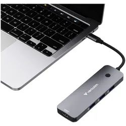 Verbatim CMH-08 (USB-C, 8 Ports), Dockingstation + USB Hub, Grau, Silber