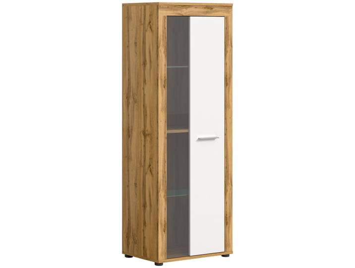 Vitrine Jam 159 x 60 x 35 cm Kunststoff Wotan Eiche Nachbildung/Weiß