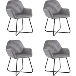Décoshop26 - Set mit 4 modernen grauen Samt-Esszimmer-/Küchenstühlen CDS021621