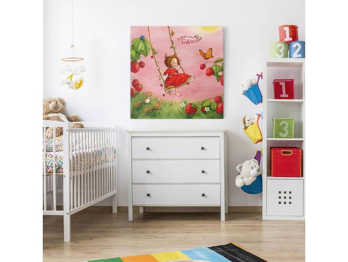 Tableau déco La fée des fraises II 30 x 30cm Multicolore
