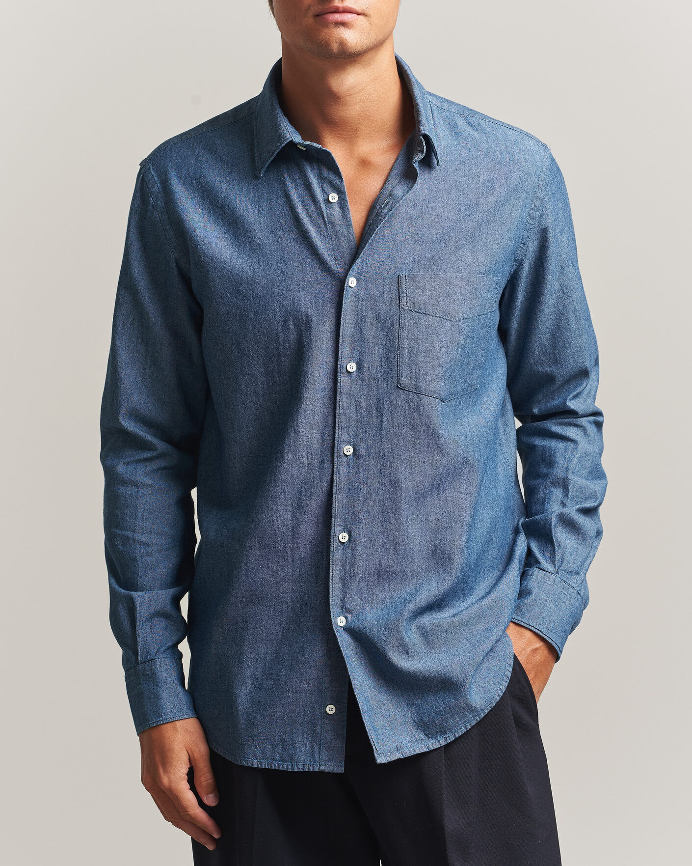 Aspesi Chambray Shirt Blue Denim men S Blå