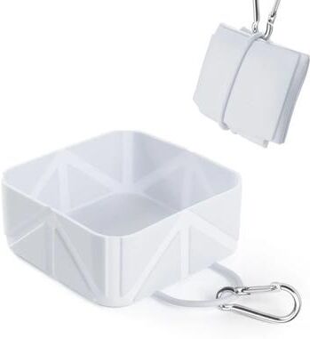 Uplift Treasures Portable Silicone Collapsible Pet Travel Bowl white