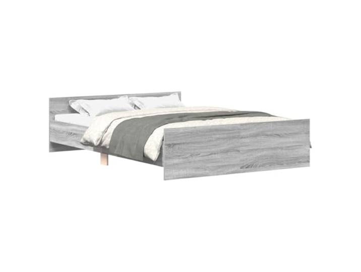 PUGYNBK Bettgestell Sonoma Grau 140 x 190 cm Technisches Holz, Kopf- und Fußteil, Sperrholzleisten, Matratzenhalterung