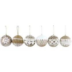 Weihnachtskugeln Lace 6er Set – Christbaumkugeln Ø 8 cm in Gold & Weiß
