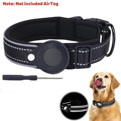 Inspired Living Reflective Waterproof AirTag Dog Collar For Cats & Dogs black m 38 45cm