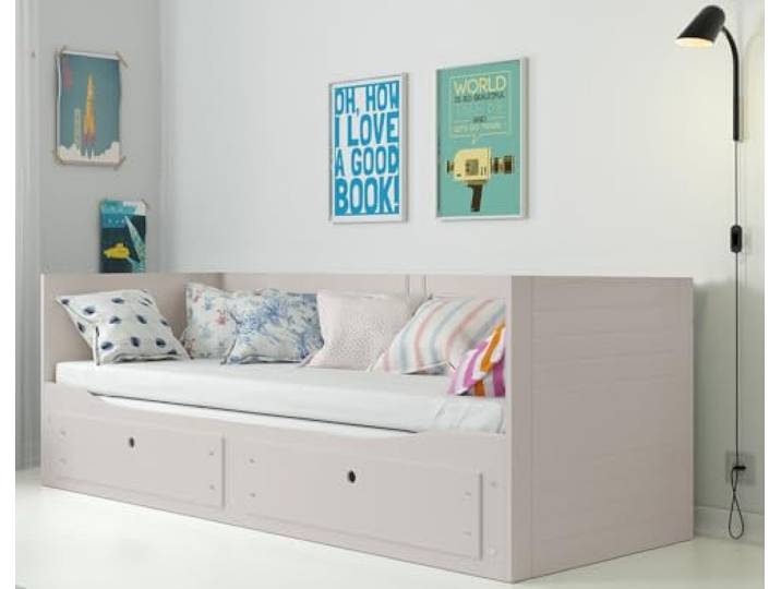 Interbeds Hermes Ausziehbares Bett Kojenbett 80x200 auf 160x200 cm Tagesbett Doppelbett Schlafsofa mit 2 Schubladen, MDF & Holz, Gästebett Kinder Jugend Erwachsene (Hermes Kaschmir)