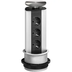 Evoline, Steckdosenleiste, Steckdosenleiste Port 3x Schuko Wippdeckel Edelstahl (CEE 7/3, 2.50 m)