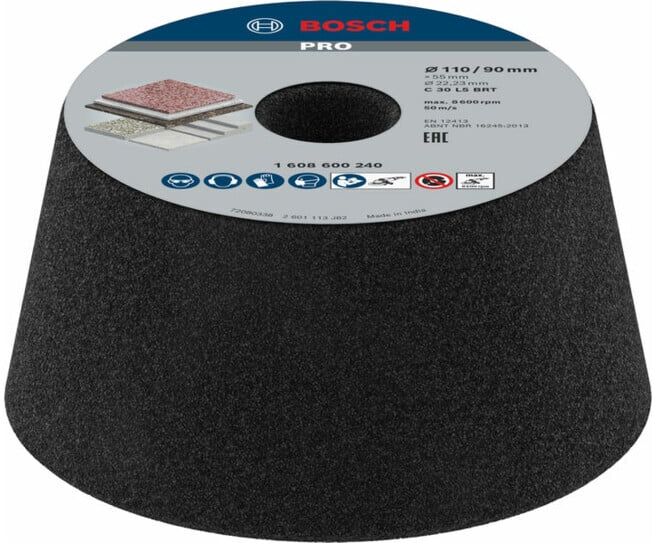 Meule conique BOSCH cup pierre / béton 90 mm 110 mm 55 mm 55 mm 36 (1608600240)