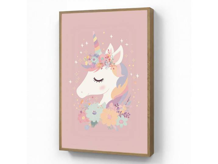OnlyWow Nachttischlampe MIT Akku Einhorn - Rosa - Blumen 60x90 cm, Rechteckig, LED integrated, 60x90x8 cm, Lampen & Leuchten, Innenbeleuchtung, Nachtlichter