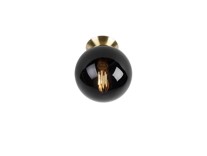 Plafonnier Art Déco en laiton avec verre noir - Pallon