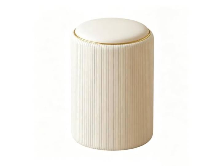 Roun Vanity Hocker, Aufbewahrungshocker Mit Lederpolsterung Multifunktionaler Fußhocker for Schlafzimmer und Wohnzimmer, hohler, versteckter Stauraum, Massivholzrahmen(Beige)