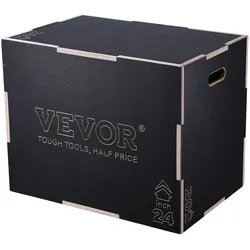 VEVOR 3-in-1-Plyometrische Sprungbox 30/24/20-Zoll-Plyobox, Sprungkasten Sprungkiste 204 kg Tragfähigkeit, Fitnessübungs-Step-Up-Box für Heimtraining, Sprungkrafttraining Schwarz Einstellbare Höhe
