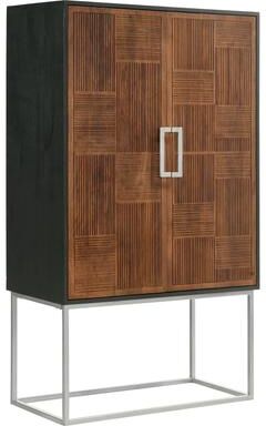 Coaster Borman Walnut and Black 2-door Home Bar Cabinet Wine Storage