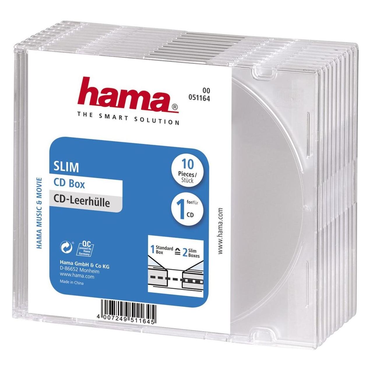 Hama CD-Leerhülle Slim, 10er-Pack, Trans (00051164)