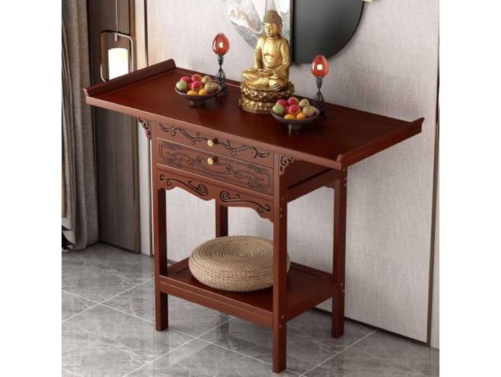 Meditationsaltartisch Aus Bambus, Altartisch, Persönlicher Schreinständer Chinesischer Buddhistischer Altarschrank，mit Schubladen, Schrank, Puja-Tisch ，Für Gebet Meditation Puja，Für Wohnzimmer