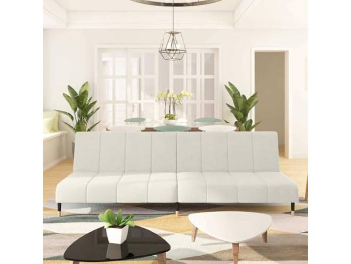 HEFZGDB Schlafsofa 2-Sitzer Creme Samt Bettcouch mit Holzrahmen und Samtbezug für Wohnzimmer und Büro, 2-in-1 Funktionsmöbel mit verstellbaren Rückenlehnen, bequemes Sitz-