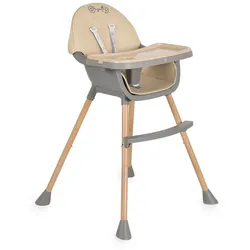 Moni Kinderhochstuhl Biscotti 2 in 1 Kinderstuhl Anti-Rutsch-Füße Doppeltablett beige